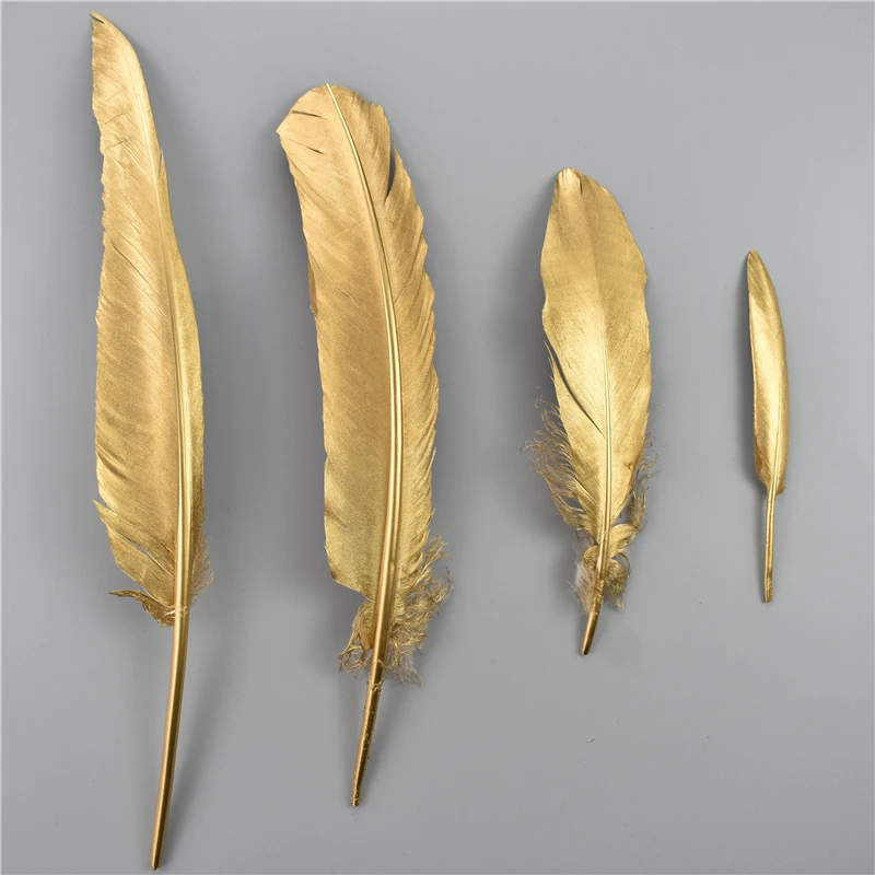 Description Picture 4 of item10Pcs/Lot Gold Silver Goose Feathers Duck Turkey Pluma for Crafts Party Carnival Decor Golden Wedding Decoration Feather for Diy