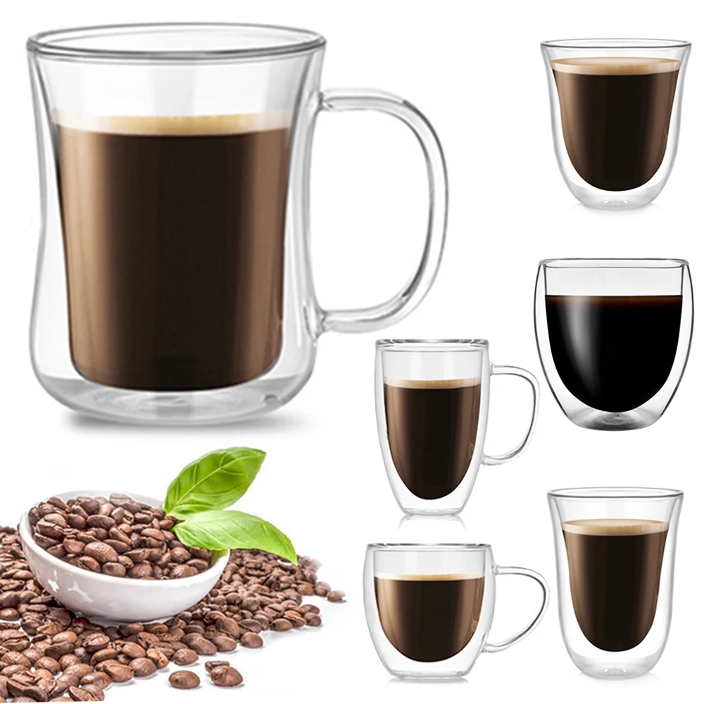 

Double Coffee Mugs With the Handle Mugs Drinking Insulation Double Wall Glass Tea Cup Creative Gift Drinkware Milk