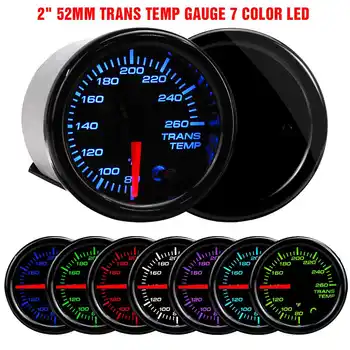 

2'' 52mm Car Transmission Temperature Gauge 7 Color LED Digital Display 12V 80-260F Auto Trans Temperature Meter with Sensor