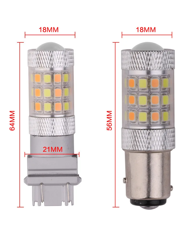 2 шт в 3157 42smd два цвета желтый белый samsung 42smd 2835 супер яркий светильник для вождения рулевое управление светильник
