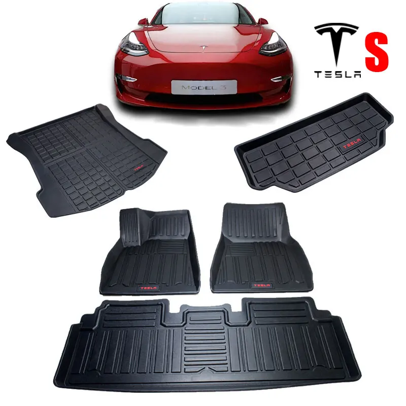 Audew для Tesla Model S TPO передний и задний черный 3 шт. автомобильный коврик под заказ