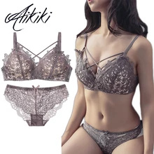 Кружевной сексуальный комплект с бюстгальтером пуш-ап, бесшовный бюстгальтер с вышивкой, эротический комплект нижнего белья размера плюс, прозрачный комплект женского нижнего белья