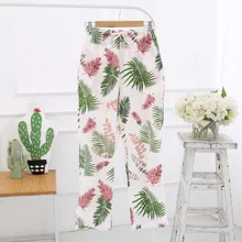 Женские штаны для сна,, марля, хлопок, цветочный принт, сетка, полоса, различные стили, штаны для сна, Мягкие штаны, домашняя одежда