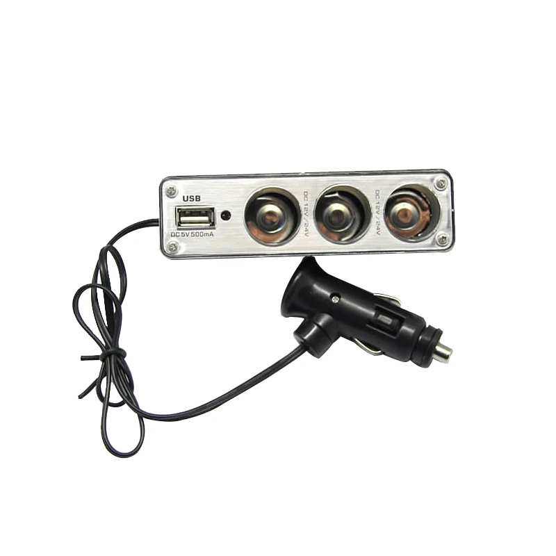 DC 12 V/24 V Выход тройной адаптер с USB портом 3 способа мульти разъем авто разветвитель автомобильного прикуривателя USB штекер Адаптер зарядное устройство