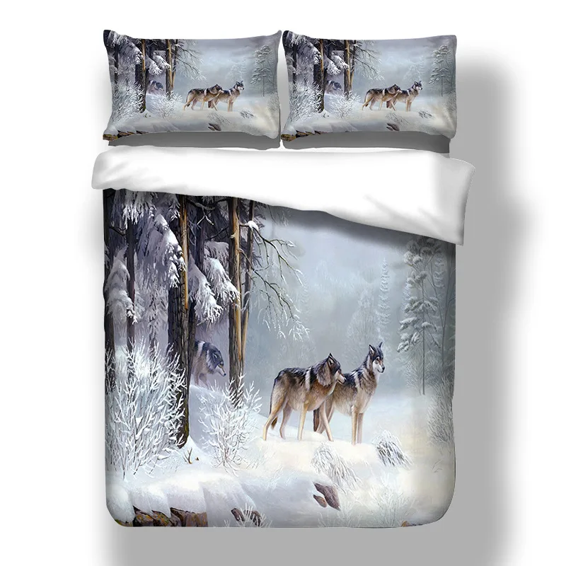 

Snow Wolf Animal 3D Printed Comforter Bedding Set US Twin Queen King Size Duvet Cover Children's Adult Home Textile Timberwolves