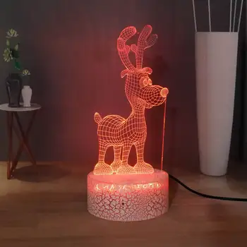 

Cute Reindeer LED Sleep Night Light RGB 7colorful Rudolph 3D Illusion Desk Lamp Kawaii Holiday Light Decor Kids Christmas Gift