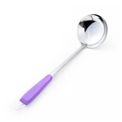 2 purple Сито из нержавеющей стали фильтровочная ложка для удаления избытка масла с цветными ручками суп горячий горшок ложка Кухня сито для овощей инструмент для приготовления пищи - Цвет: 2 purple