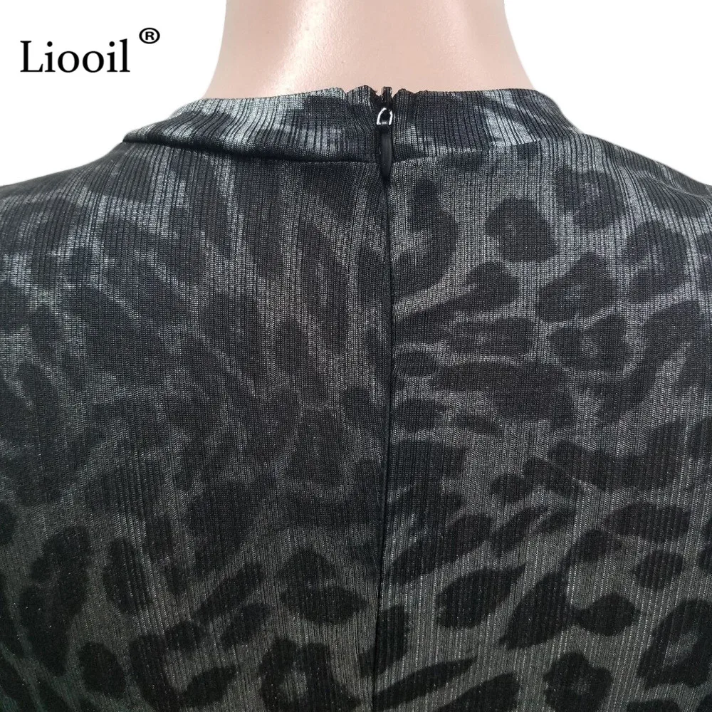Liooil, сексуальный цельный наряд, Леопардовый принт, сетчатый Прозрачный женский комбинезон,, длинный рукав, круглый вырез, вечерние, клубный, комбинезон, Облегающий комбинезон