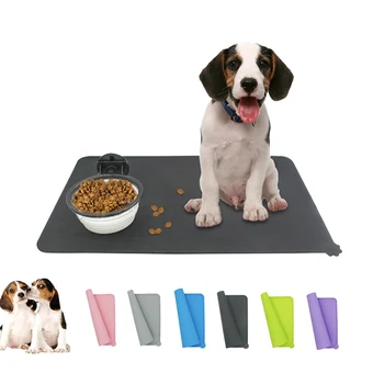 

47x30cm Silicone Pet Feeding Mat Non Slip Waterproof Bowl Mat Placemat Tray Easy Cleaning Pad For Cat And Dog