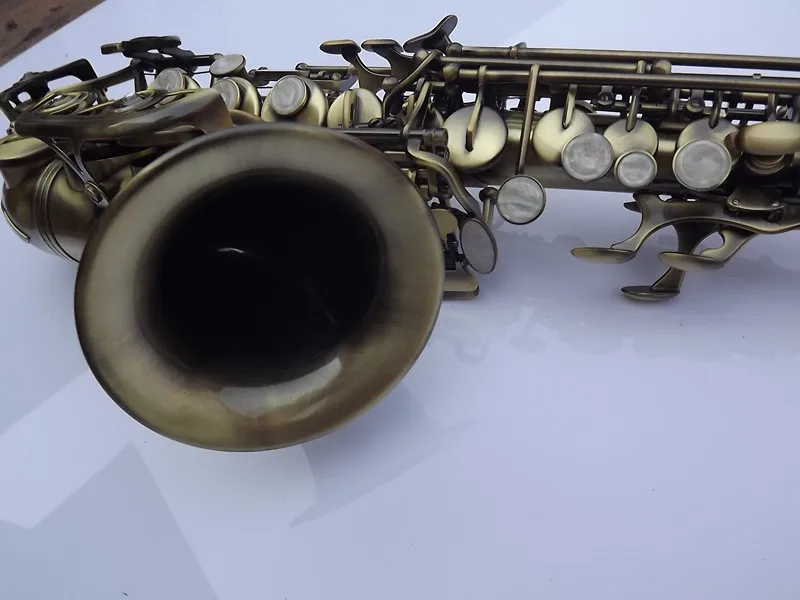 Сопрано-саксофон Bb sax Античная Медная поверхность музыкальный инструмент