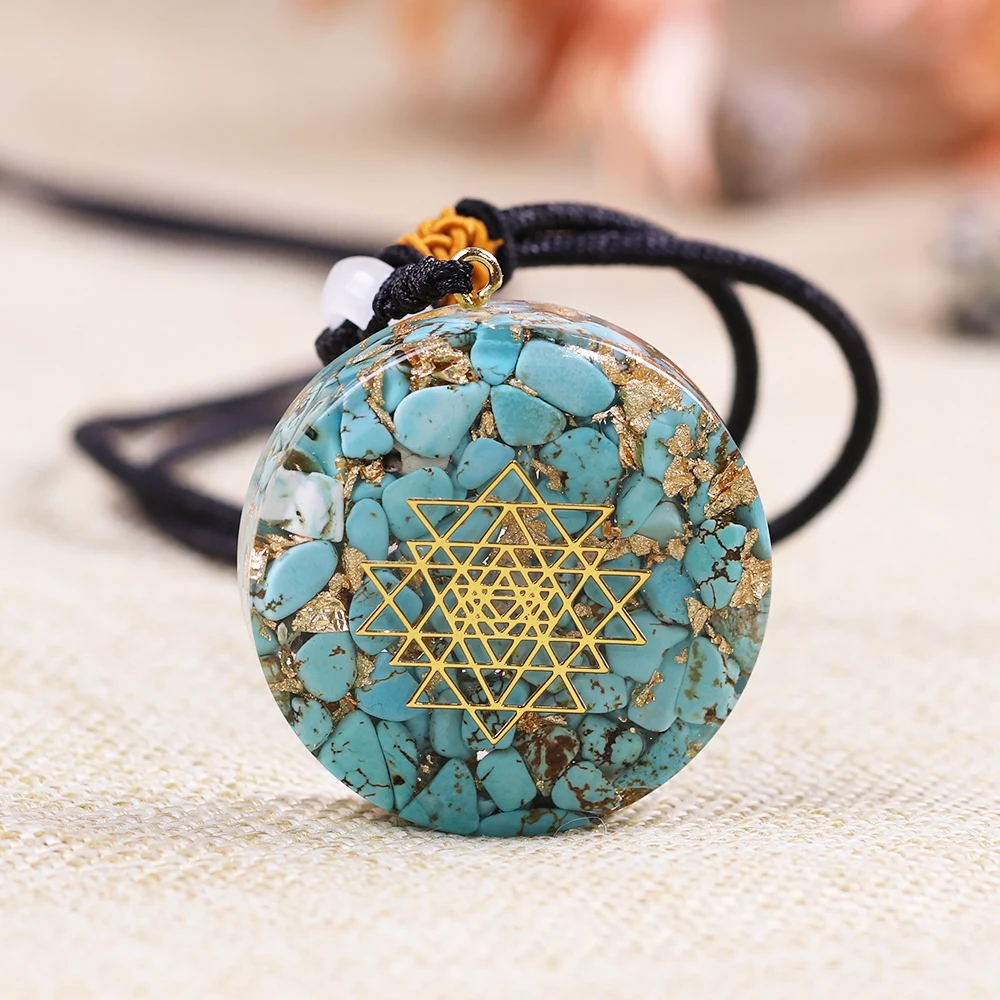 Orgonite Pendant Tiger Eye Necklace Sri Yantra Necklace Sacred Geometry  Energy Healing Yoga Jewelry