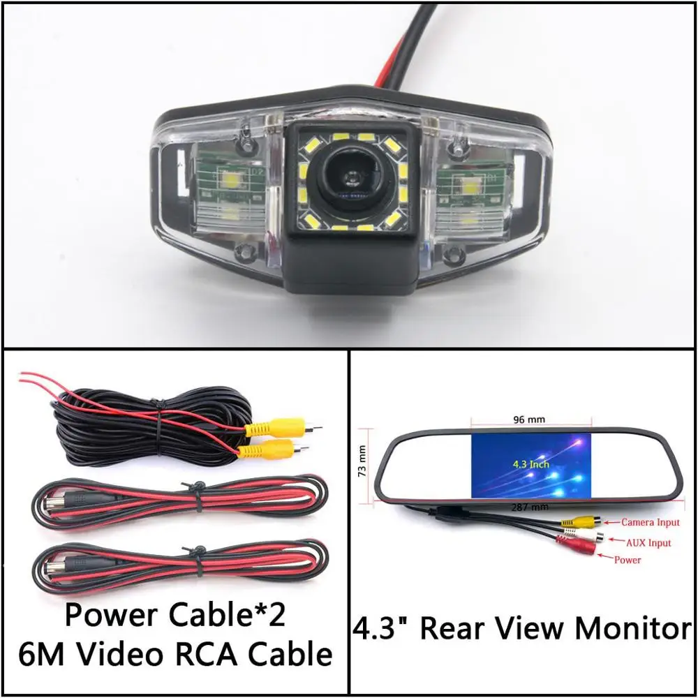 Cam N 4.3 Mirror 12 Светодиодный свет заднего хода автомобиля зеркало заднего вида Камера для Honda Accord 2001 2002 2003 2004 2005 2006 2007 2008 2009 2010 Парковка резервного копирования - Название цвета: Cam N 4.3 Mirror