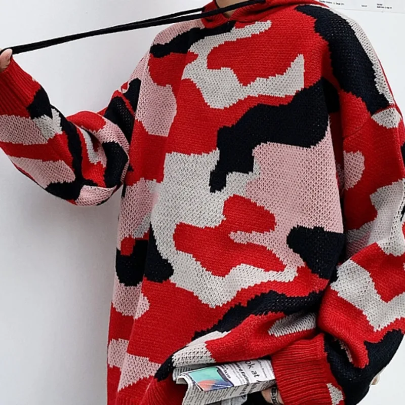 Winter Camo Sweater Men Warm Fashion Casual Knit Hooded Sweater Man Sweter Clothes Loose Long-sleeved Pullover Men M-2XL Winter Camo Sweater Men Warm Fashion Casual Knit Hooded Sweater Man Sweter Clothes Loose Long-sleeved Pullover Men M-2XL