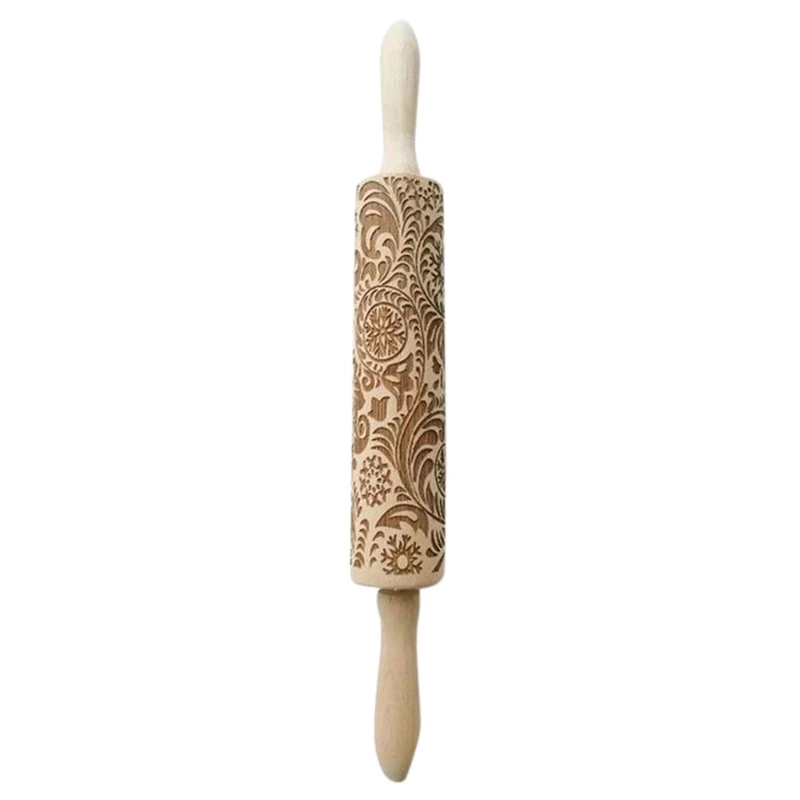 Pattern Printing Rolling Pin Engraving Embossed Biscuit Dough Stick Kneading Tool Cake Dough Engraved Roller