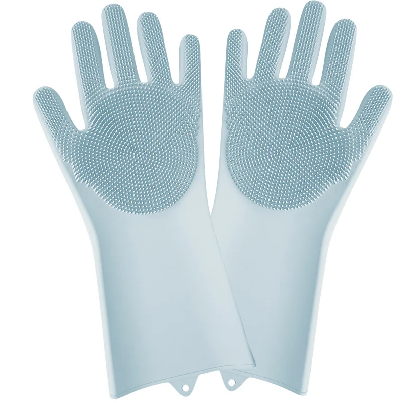 2PCS Blue 2 шт Силиконовые перчатки волшебные перчатки для мытья посуды щетка для чистки скруббера для посуды Домашние животные кухня ванная комната автомобиль фрукты чистые Golves - Цвет: 2PCS Blue