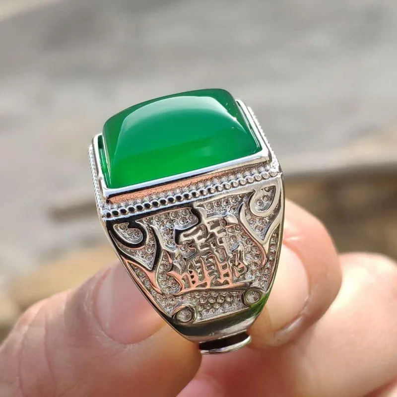 Careful design of emerald 925 silver inlaid with live ice Emerald ring Resizable | Украшения и аксессуары