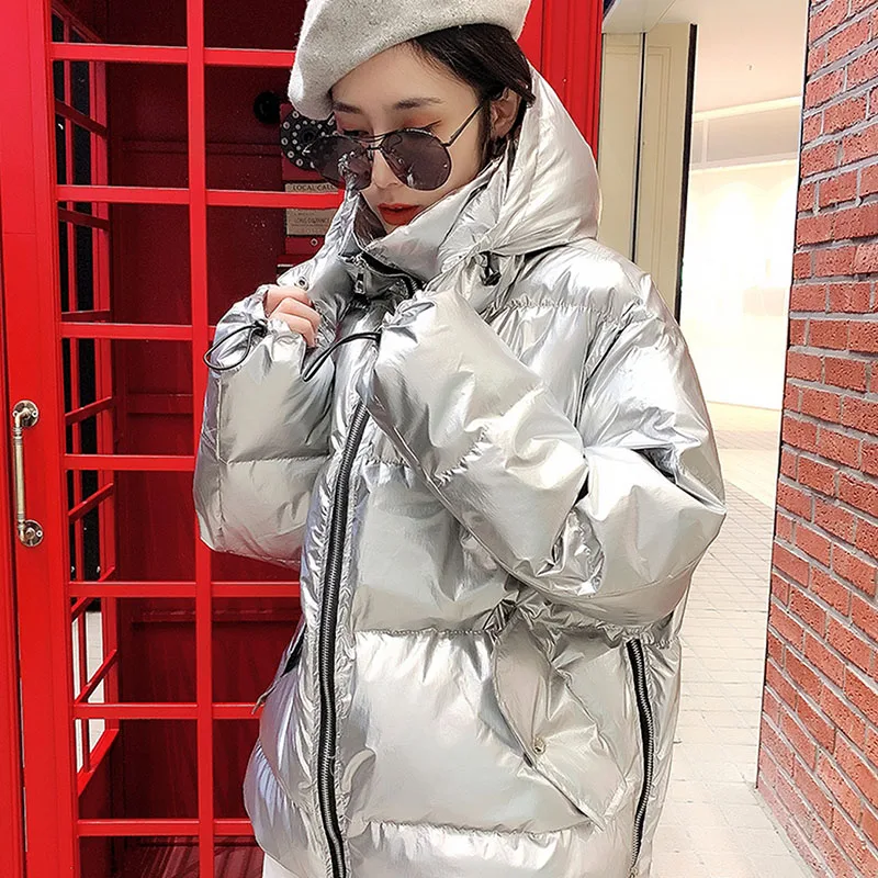 

Winter Hooded Thick warm Glossy Cotton jacket Women Parka Coat 2020 New Plus size Cotton-padded Outwear Mujer chaqueta Fashion