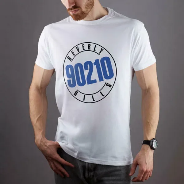 Футболка с короткими рукавами и принтом унисекс коллекция 90210 года Беверли-холмы