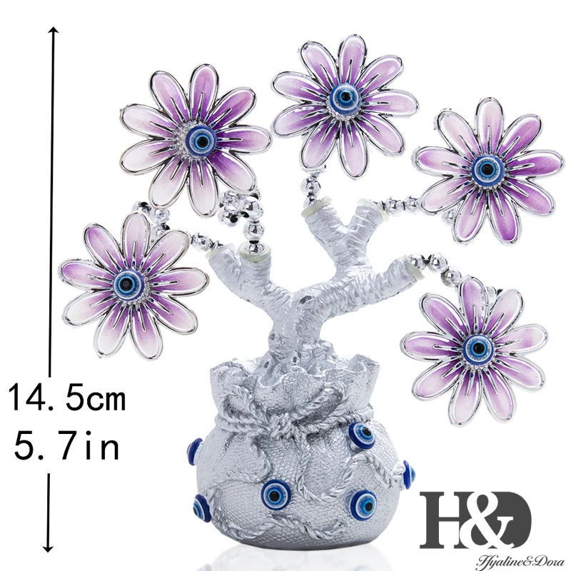 H& D Fengshui Lucky турецкий синий сглаза цветок дерево фигурка защита для денег Фортуна Серебро Богатство сумка на удачу подарок