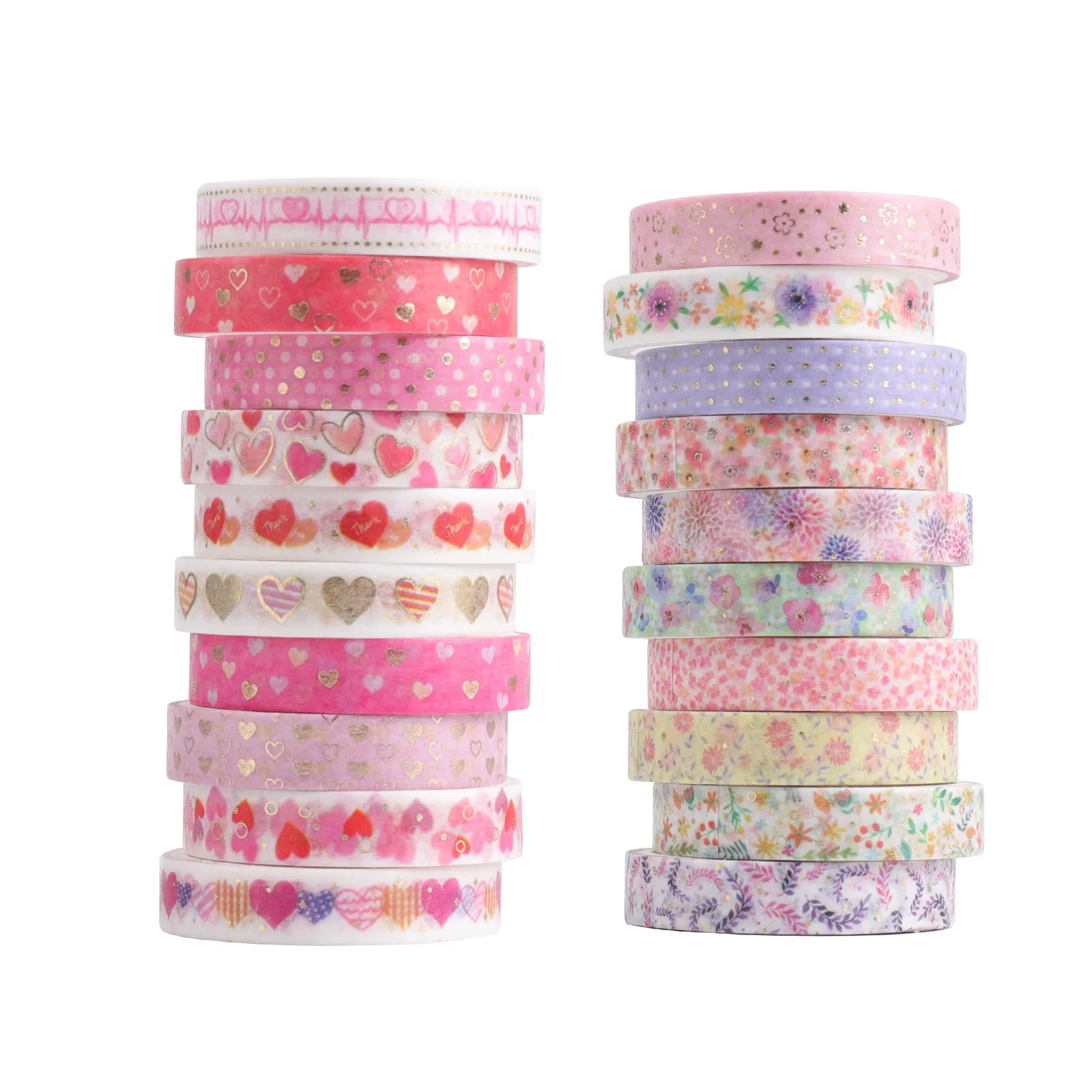 

20pcs Red Love Flower Collection Washi Tape Set 8mm Lace Pink Heart Floral Adhesive Masking Tapes Gliter Sticker Decoration F076