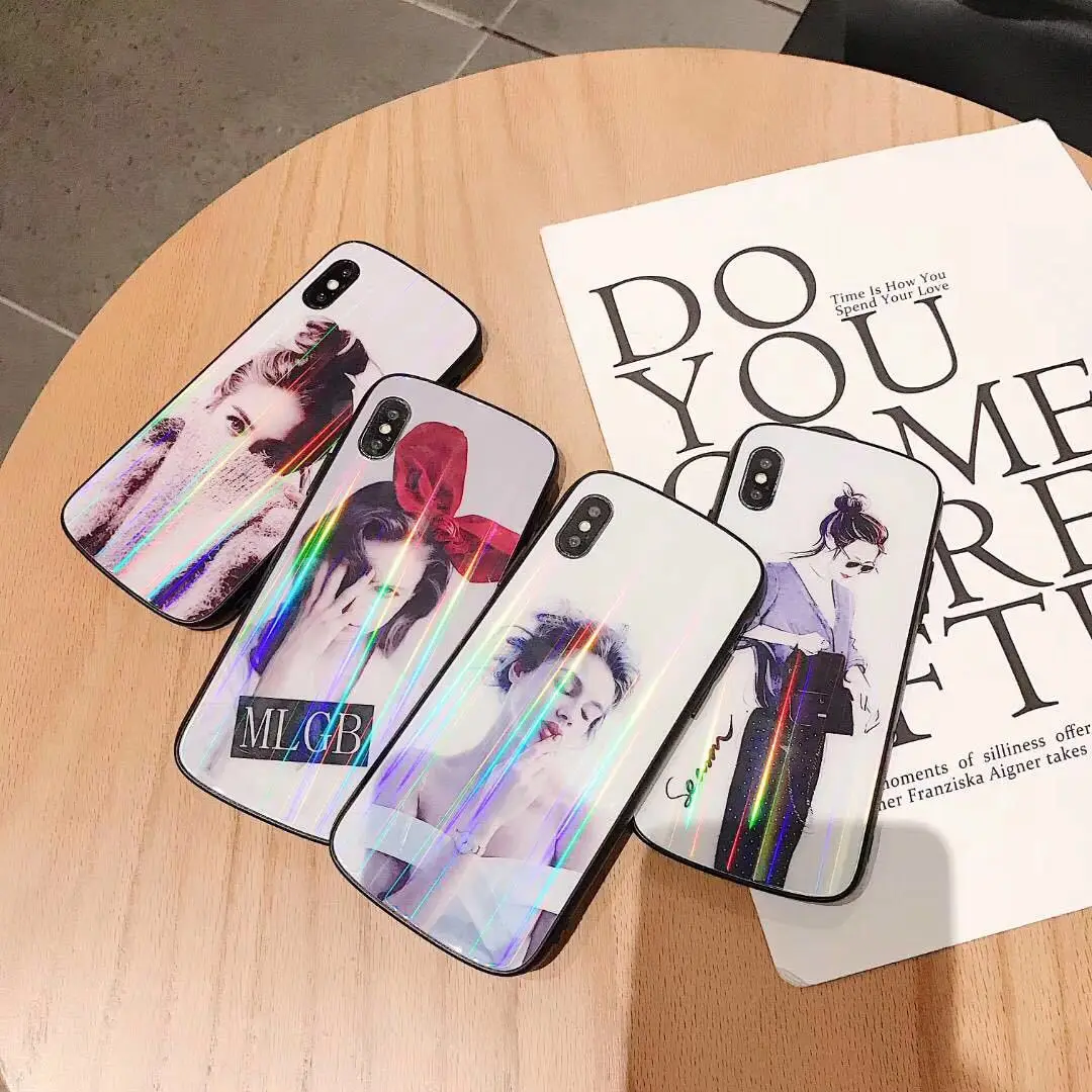 Защитный чехол для iPhone X XS MAX XR 8 8 Plus 7 7 Plus 6 6S 6S Plus Cool Girls Laser из закаленного стекла