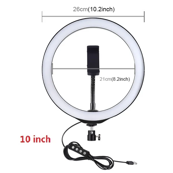Only Ring light PULUZ 10 дюймов светодиодный кольцевой светильник и светильник с регулируемой яркостью для селфи, подставка и держатель для телефона, лампа для видеосъемки, светильник для макияжа в реальном времени, Instagram - Цвет: Only Ring light