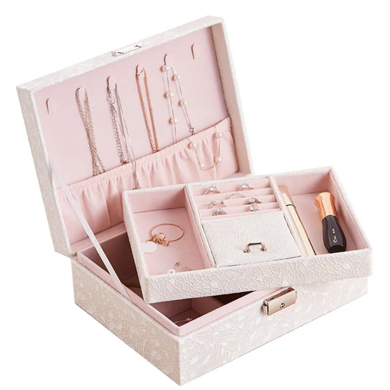 

2015 The new elegant European-style leather jewelry box storage box large jewelry box with lock upscale jewelry casket