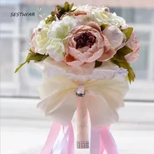 Держатель Свадебные букеты Искусственные Букет Свадебные цветы подружки невесты шелковые розы Домашняя вечеринка Выпускной Свадебные принадлежности SPH020