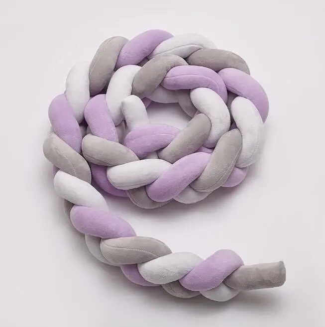 2m purple white gray 2,2 м длина ребенок ручной работы noary узел новорожденный кровать бампер длинная завязанная коса подушка детская кровать бампер узел кроватка декор для детской комнаты - Цвет: 2m purple white gray