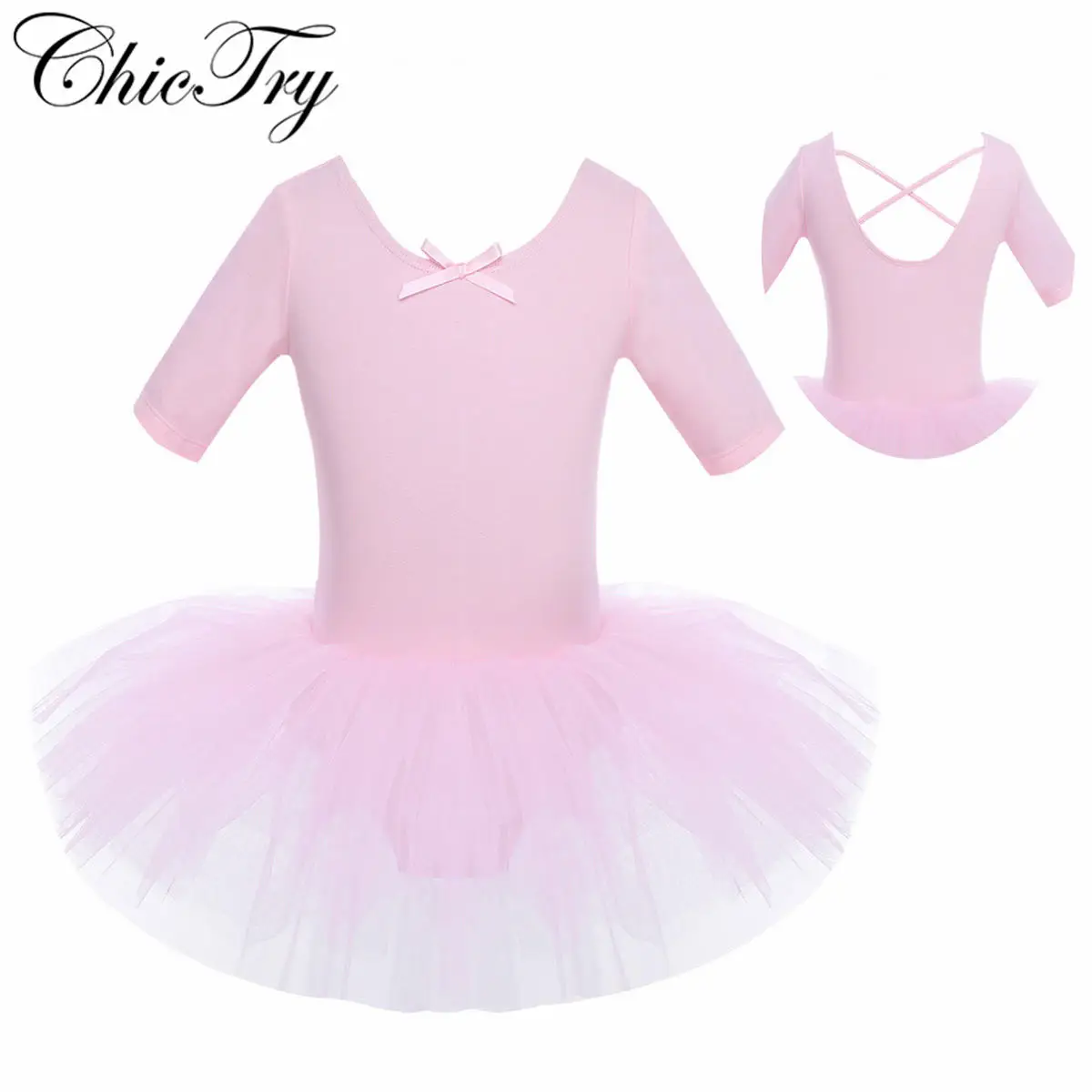 Женское хлопковое танцевальное балетное платье-пачка с рукавом до локтя |