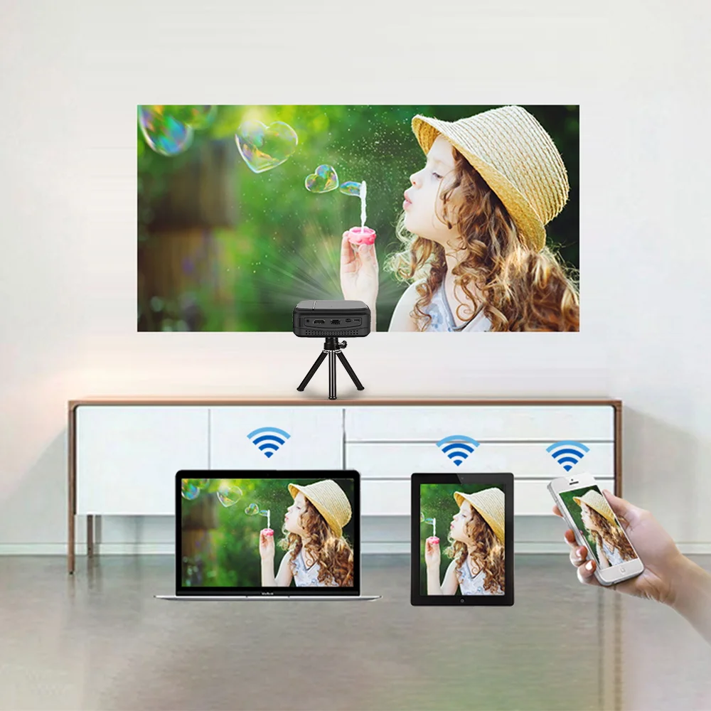 Портативный мини проектор CAIWEI H6W для смартфона DLP 1080P Wi Fi| |