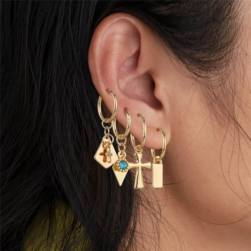 

Cross Geometric Acrylic Resin Drop Earrings For Women Vintage Gold Color Dangle Earring Boho 2019 Female Fashion Jewelry
