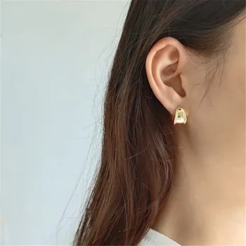 

POFUNUO Real 925 Sterling Silver Nordic Style Irregular 18K Gold Stud Earrings Girls Students Sisters Birthday Jewelry Earrings