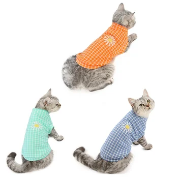 

2020 Pet Cat Plaid Sweater Soft Comfortable Warm Pullover Printed Design Kitten Clothes Autumn Winter Casual Costumes