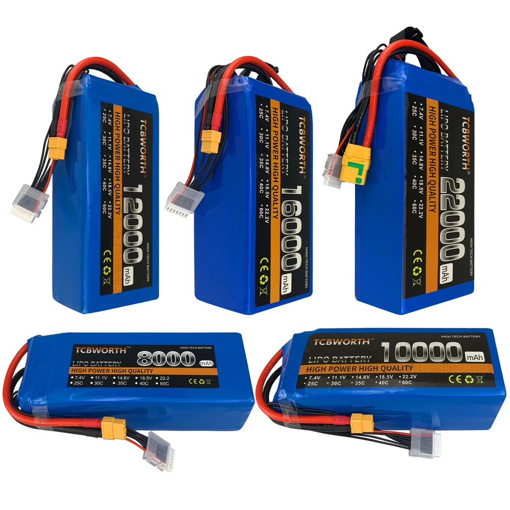 

RC LiPo Battery 6S 22.2V 22000mAh 25C 35C For RC Car Airplane Tank Drone Toy Models 6s RC Batteries Agricultural Aircraft LiPo