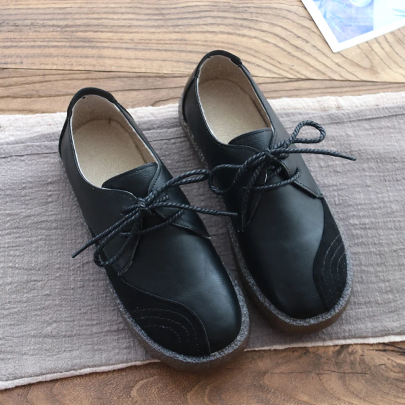 Mori Retro Low-help Casual Shoes Lace-Up Single Shoes Soft Bottom Comfort Breathable Student Flat Shoes Literary Womens Shoes