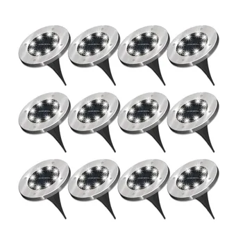 

12pcs/set Solar Powered Disk Lights 8 LED Nightlight Solar Power Buried Light Ground Lamp Waterproof Garden Landscape Lighting