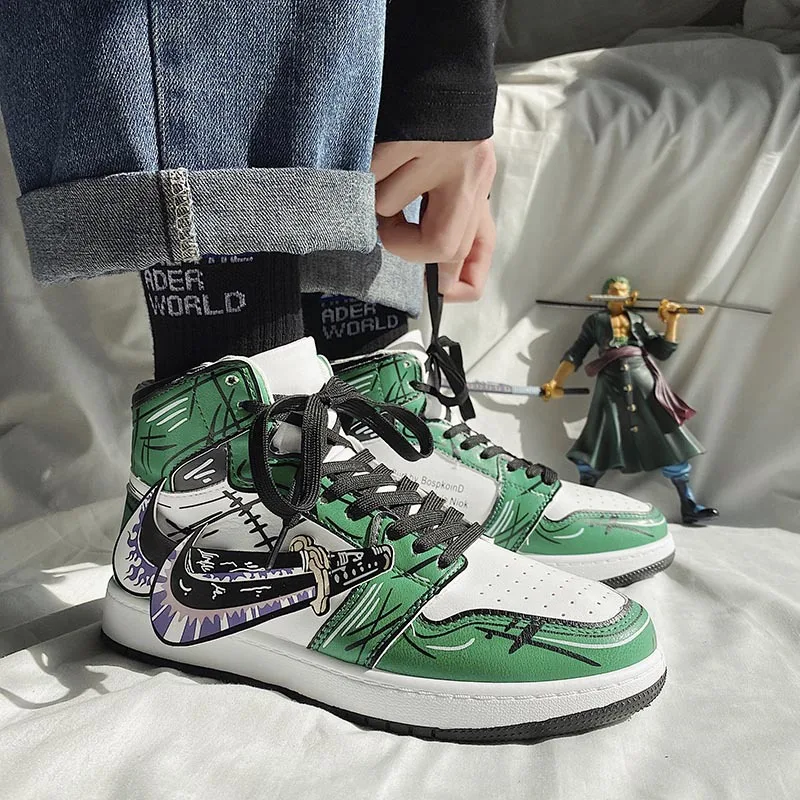 

Autumn Spring Men Basketball Shoes Male Street Lace Up Boots One Piece Sports Shoes Basket Cartoon Sneakers High Top Shoes