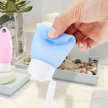 

3Pcs 60ML Portable Silicone Containers Squeezable Reusable Hand Sanitizer Empty Travel Bottles with Keychain Carriers