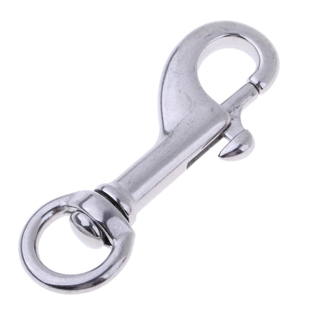 316 Stainless Steel Hook Swivel Eye Bolt Snap for Scuba Diving Diver 68mm Single Head Hook Spring 