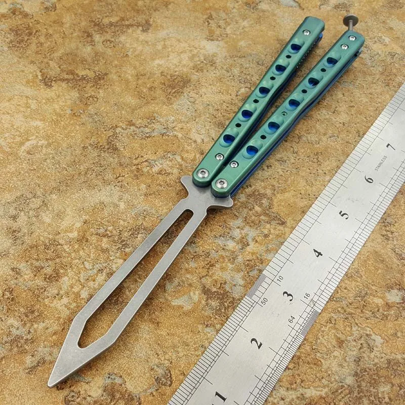 

Butterfly Trainer Knife BM51 V3 D2 Blade Titanium Handle Jilt Knife Not Sharp Hunting Knife Folding Pocket Knife