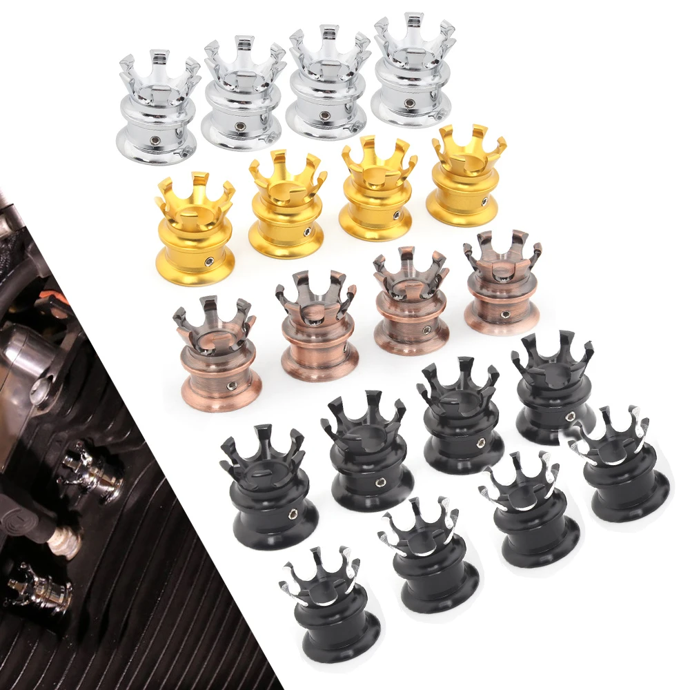 4pcs Motorcycle Copper Crown Engine Screw Cap Covers for Harley Sportster Dyna
