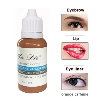 

1/2 Oz. Permanent Makeup Microblading Pigment Tattoo Ink Eyebrow Lips Lasting Color Body Tattoo Art (orange caffeine)tool