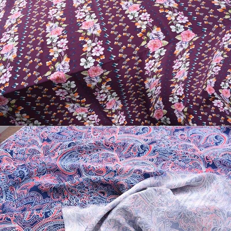 Тяжелая настоящая атласная обратная набивная ткань 1,4 м широкая и широкая настоящая атласная ткань специальная цена настоящий Шелковый крепированный сатин Обычный