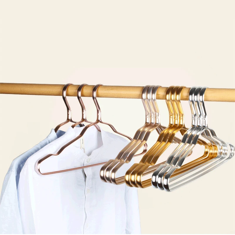 10Pcs Adult Clothes Hangers Aluminium Alloy Drying Rack Wardrobe Space  Saver Kit