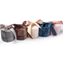 TA MINGREN Classic Velvet Circle Ribbon Gift  PU Leather Round Packaging Gift Box For Jewelry Round Leather Box TA MINGREN Classic Velvet Circle Ribbon Gift  PU Leather Round Packaging Gift Box For Jewelry Round Leather Box