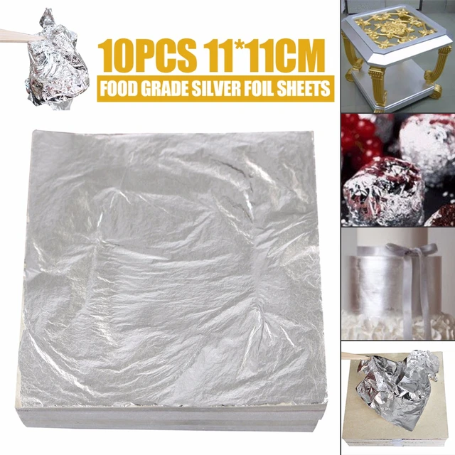 100 sheets 11 x 11 cm Edible Silver Leaf Real Silver Foil for Female  Cosmetics Food