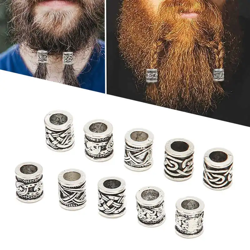 Viking Beard Beads Alloy Antique Norse Dreadlock Beads Beading Supplies DIY for Beard Hair 10Pcs beard beads