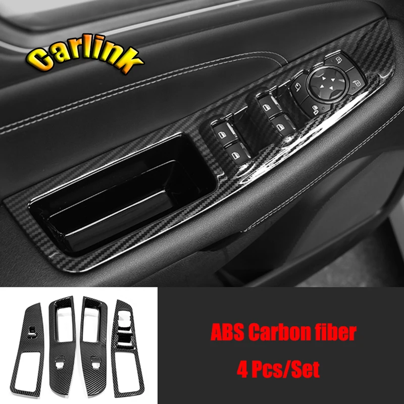 

ABS Carbon fiber For Ford Edge 2018 2019 2020 LHD Door Window glass Lift Control Switch Panel Cover Trim Sticker Car styling