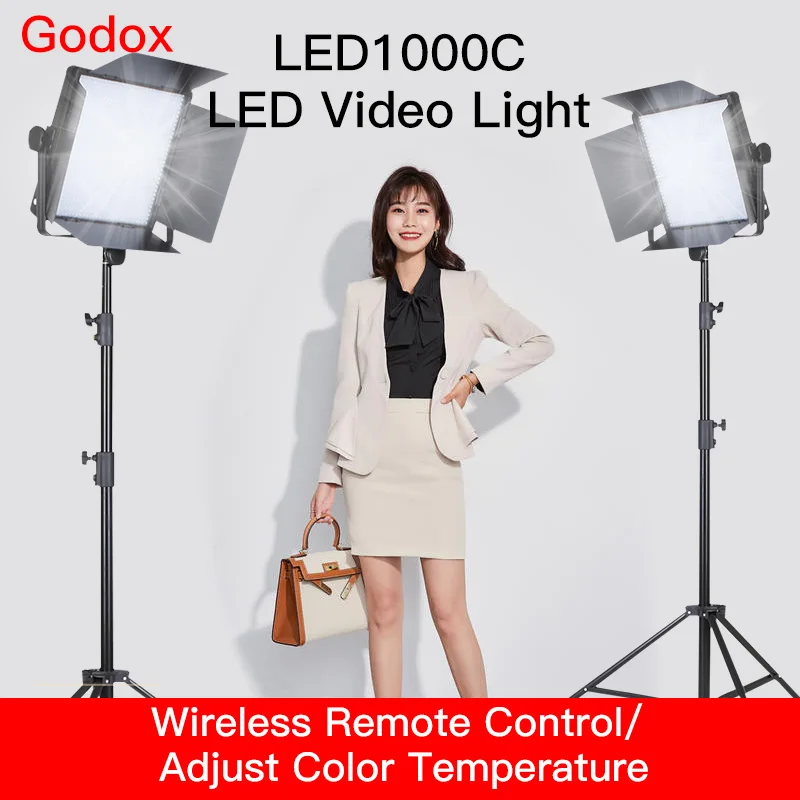 US $837.50 Godox 2PCS LED1000W 5600K LED Light Kit With 2PCS 28m Light Stand Video Continuous Light Kit For Childrens Video